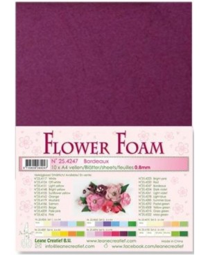 Putgumė Leane Creatief - Flower Foam Foamiran - Bordo, 0.8mm, A4, 10 lapų      	