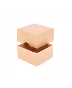 Kartoninė dviejų dalių dėžutė pakavimui, 9x9x5 cm ruda/balta	