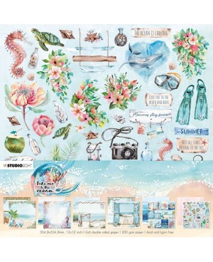 Skrebinimo popieriaus rinkinys Studio Light - Take Me To The Ocean, 30.5x30.5cm, 12 lapų, 200 g/m²	