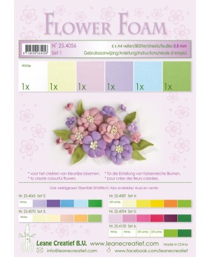 Putgumė Leane Creatief - Flower Foam Foamiran - Pasteliniai tonai, 0.8mm, A4, 6 lapai	