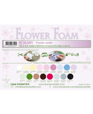 Putgumė Leane Creatief - Flower Foam Foamiran - Pastelinė violetinė, 0.8mm, A4, 10 lapų      	