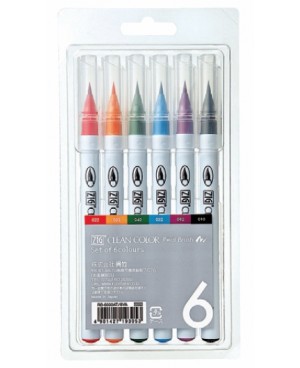 Rašikliai teptukiniai ZIG Clean Color Real Brush, 6 spalvos	